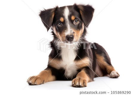 Portrait of adorable puppy on white background 105869290