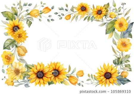 Watercolor frame decorated with sunflowers Watercolor frame decorated with sunflowers 105869310