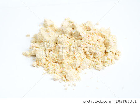 Plant protein powder isolated on white backgrouns. Plant protein powder isolated on white backgrouns. 105869311