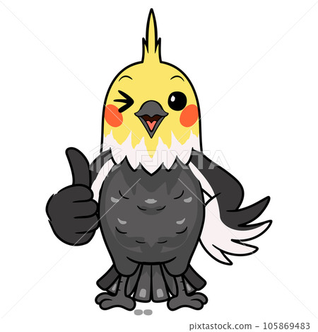 Cute gray cockatiel bird cartoon giving thumb up Cute gray cockatiel bird cartoon giving thumb up 105869483