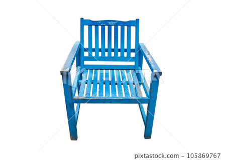 Blue wooden chair isolated on white background. Blue wooden chair isolated on white background. 105869767