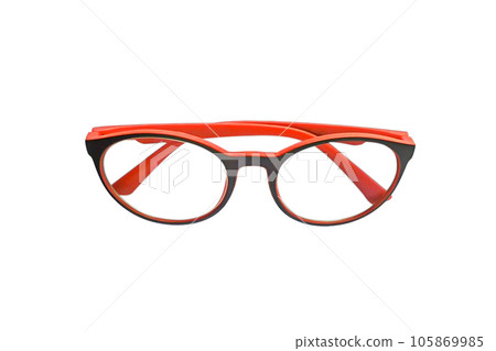 red glasses isolated on white background 105869985