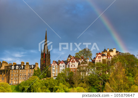 Edinburgh Skyline With Rainbow Edinburgh Skyline With Rainbow 105870647
