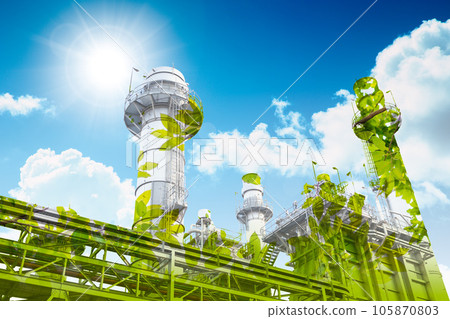 Green Industry. Eco power plant, Petroleum production saving environmental. Sustainable Factory concept 105870803