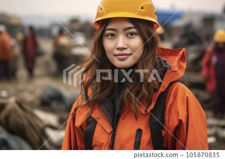 一名日本女性作為災難志願者的形象“人工智能生成的圖像” 105870835