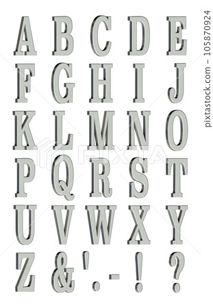 3D Font Pack 2 [Alphabet/cap/three-dimensional letters/alphabet] Silver, Silver 105870924