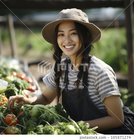 Farmers and Japanese women engaged in agriculture "AI-generated image" 105871274