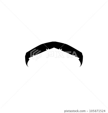 Hipster mustache black silhouette, flat vector illustration isolated on white background. Hipster mustache black silhouette, flat vector illustration isolated on white background. 105871524