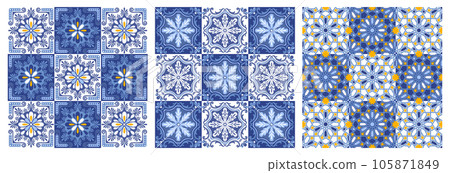 Azulejo Tile Mosaic Seamless Pattern 105871849