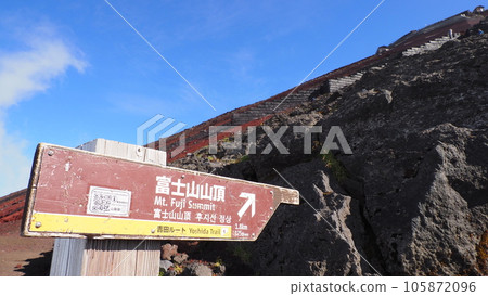 Mount Fuji climbing sign Mount Fuji climbing sign 105872096