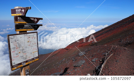 Mount Fuji climbing sign Mount Fuji climbing sign 105872097