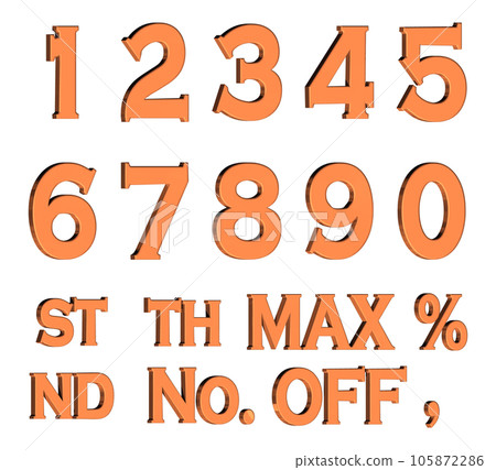 3D字體包3【數字/立體字符/數字】橙色、橙色 105872286