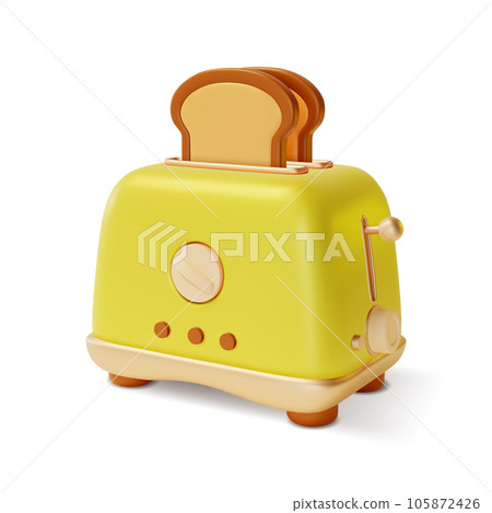 3d Toaster with Slices of Toasted Bread for Breakfast Cartoon Style. Vector illustration of Kitchen Electric Appliance 3d Toaster with Slices of Toasted Bread for Breakfast Cartoon Style. Vector illustration of Kitchen Electric Appliance 105872426