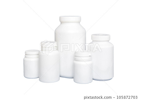 Blank medicine bottle isolated on white background Blank medicine bottle isolated on white background 105872703