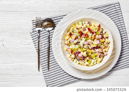 Sweet Apple Salad with celery, marshmallows, pecan Sweet Apple Salad with celery, marshmallows, pecan 105873329