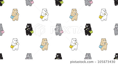 bear polar seamless pattern bag cartoon vector teddy gift wrapping paper tile background repeat wallpaper doodle scarf isolated illustration design 105873430