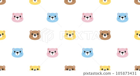 bear polar seamless pattern fluffy face head cartoon pastel color vector teddy gift wrapping paper tile background repeat wallpaper doodle scarf isolated illustration design 105873431