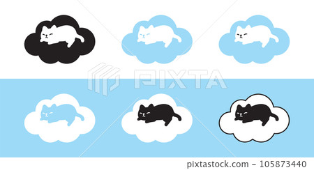 cat vector black kitten sleeping cloud pillow icon calico neko pet breed doodle cartoon character symbol stamp tattoo scarf illustration isolated design 105873440