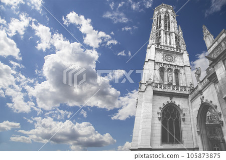Great gothic church of Saint Germain l Auxerrois (against the background of sky with clouds), Paris, France Great gothic church of Saint Germain l Auxerrois (against the background of sky with clouds), Paris, France 105873875