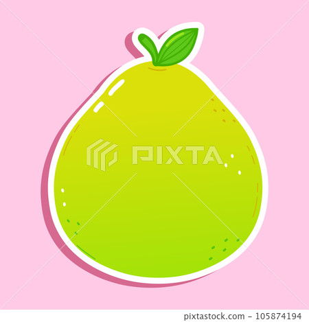 Sticker Pomelo character. Vector hand drawn cartoon kawaii character illustration icon. Isolated on pink background. Pomelo fruit character concept Sticker Pomelo character. Vector hand drawn cartoon kawaii character illustration icon. Isolated on pink background. Pomelo fruit character concept 105874194