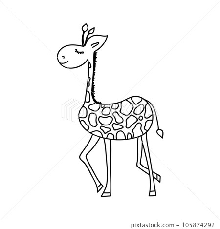 Funny vector illustration of giraffe 105874292