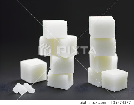 Realistic sugar cubes on black extreme closeup. 105874377