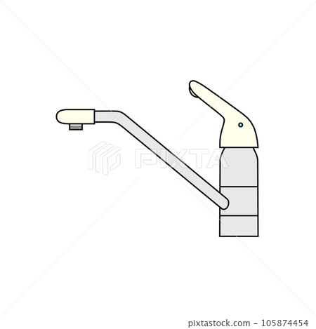 Single-lever mixer faucet with the foam fitting removed from the tip (external screw type, spout, water supply, faucet) Single-lever mixer faucet with the foam fitting removed from the tip (external screw type, spout, water supply, faucet) 105874454