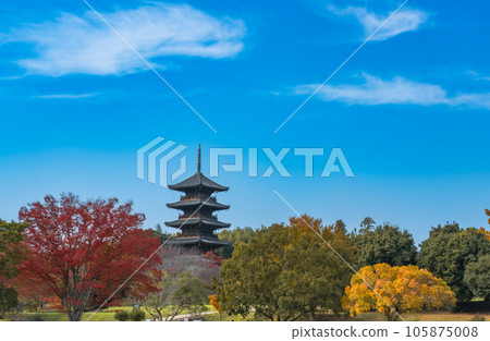 二國分寺和深秋的晴朗天空 7 岡山縣總社市 二國分寺和深秋的晴朗天空 7 岡山縣總社市 105875008