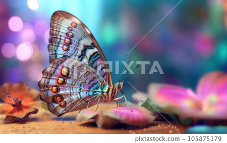 Macro Photo of Forest Giant Owl Butterfly on natural background 105875179