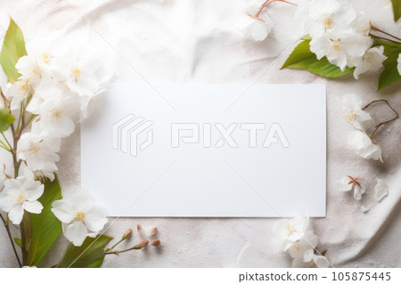 A mock-up of a white tag in white colors, an invitation card for a wedding 105875445