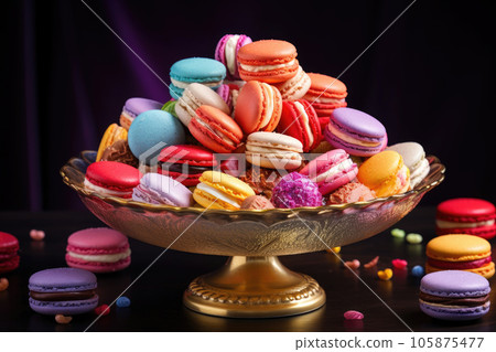 Colorful macaroons cookies in a plate 105875477