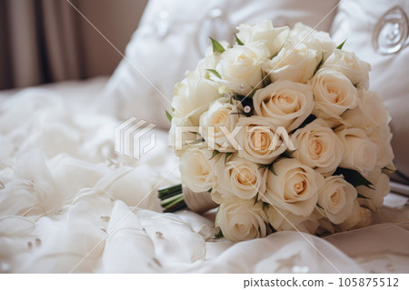 A wedding bouquet of beige roses 105875512