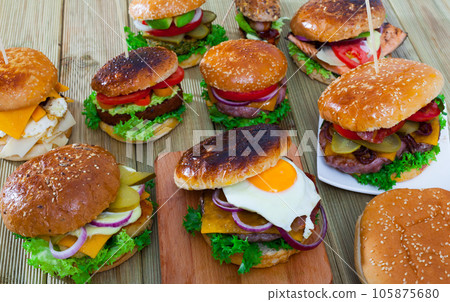 Collection of burgers 105875680