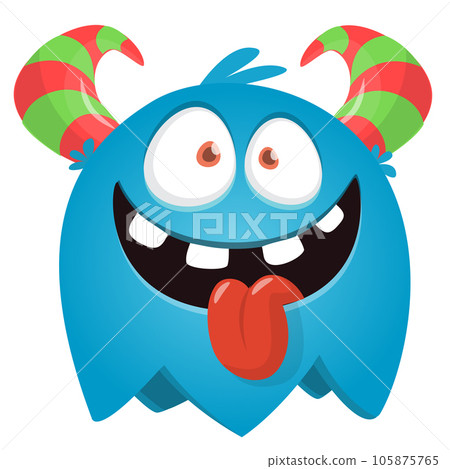 Funny cartoon monster showing tongue. Vector monster illustration Funny cartoon monster showing tongue. Vector monster illustration 105875765