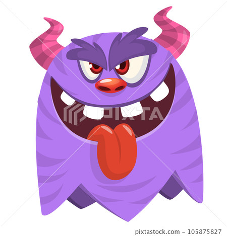 Funny cartoon monster showing tongue. Vector monster illustration Funny cartoon monster showing tongue. Vector monster illustration 105875827