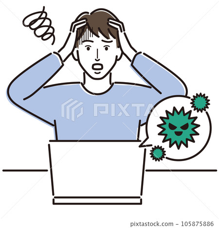 A man who is impatient with PC virus infection A man who is impatient with PC virus infection 105875886