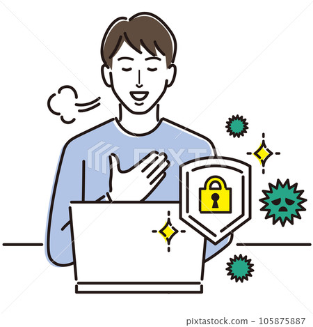 A man who feels relieved about security measures 105875887