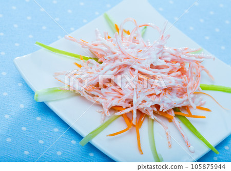 Salad of carrots with garlic and sour cream Salad of carrots with garlic and sour cream 105875944