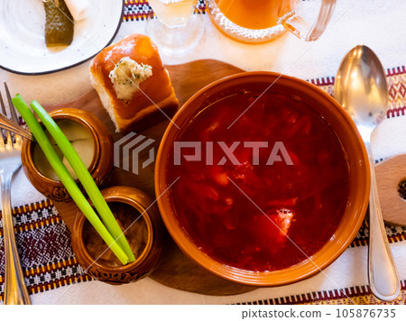 Borscht, beetroot hot soup Borscht, beetroot hot soup 105876735