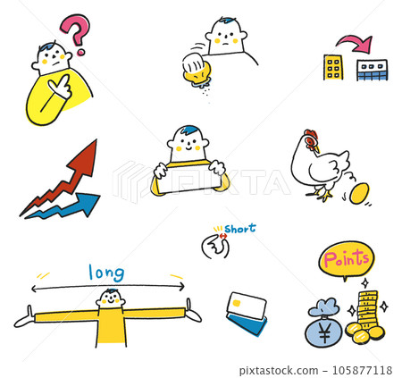 A cute illustration set that can be used when explaining investing to novice investors Illustration material A cute illustration set that can be used when explaining investing to novice investors Illustration material 105877118