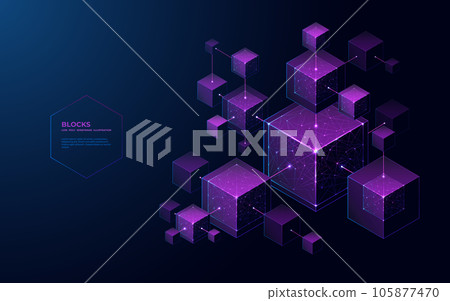 Abstract blockchain on technology futuristic background.  105877470