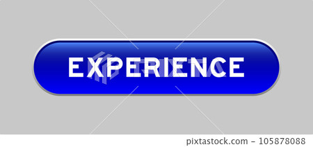 Blue color capsule shape button with word experience on gray background 105878088