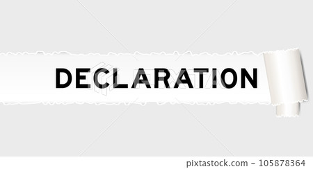 Ripped gray paper background that have word declaration under torn part 105878364