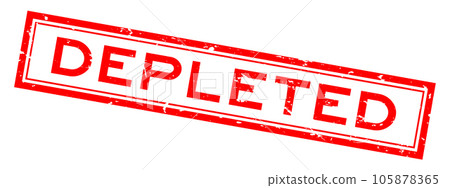 Grunge red depleted word square rubber stamp in white background 105878365