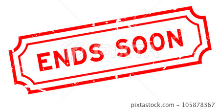 Grunge red ends soon word rubber seal stamp on white background Grunge red ends soon word rubber seal stamp on white background 105878367