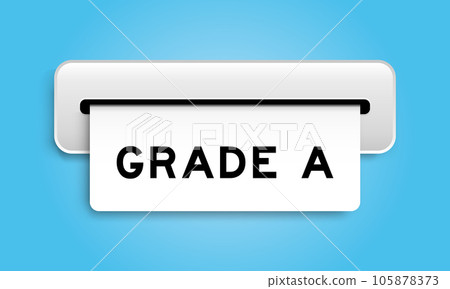 White coupon banner with word grade A from machine on blue color background White coupon banner with word grade A from machine on blue color background 105878373
