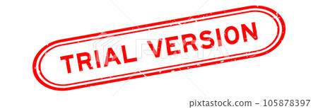 Grunge red trial version word rubber seal stamp on white background 105878397