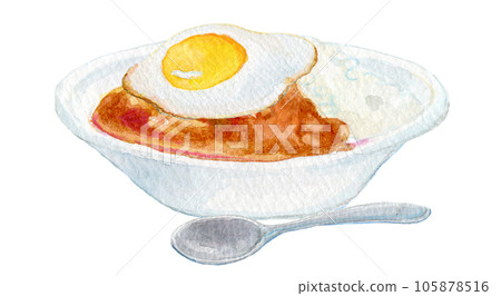Watercolor illustration curry rice western restaurant 105878516