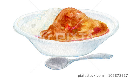 Watercolor illustration curry rice western restaurant Watercolor illustration curry rice western restaurant 105878517