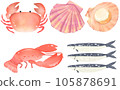 螃蟹 扇貝 龍蝦 魚 105878691